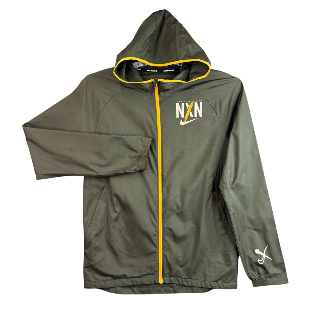 Nike Running NXN Portland 2019 Windbreaker Jacket Green Yellow CQ7844-355 Mens S